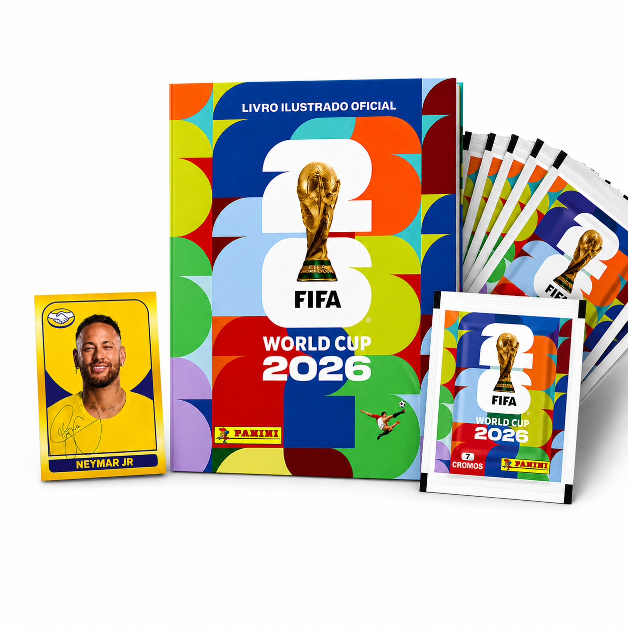 Combo com 30 pacotes de figurinhas, figurinha especial brilhante e album 2026 capa dura